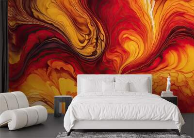 Abstract Swirling Red, Orange, and Yellow wallpaper Wall mural