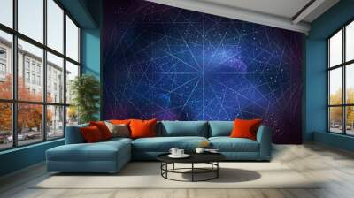 Space background with sacred geometry, stars and planet. Eps 10 Wall mural