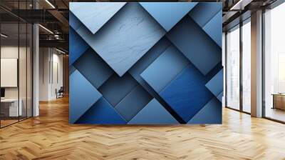 Abstract blue geometric background with overlapping squares and a textured surface for modern design and technology presentations, websites and social media. Wall mural