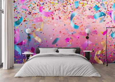 Abstract background with Swirlin colorful background color pattern design decoration colorful light texture vector illustration confetti party celebration splash art bright wallpaper holiday pain Wall mural