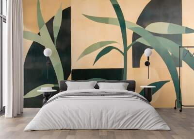 Abstract Green and Beige Wall Art Wall mural