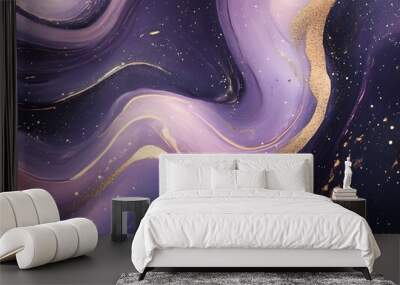 Abstract Purple and Gold Swirl Background Wall mural