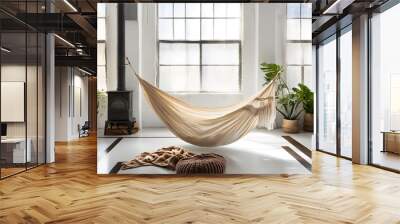 Hammock in White Loft Apartment Wall mural