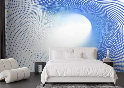 Abstract Blue and White Polka Dot Tunnel Wall mural