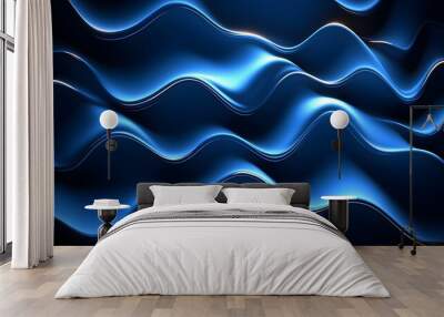 Abstract Blue Wavy Background Wall mural