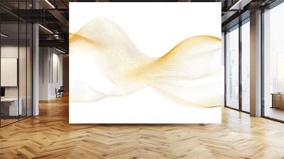 Abstract gold wave lines on white background Wall mural