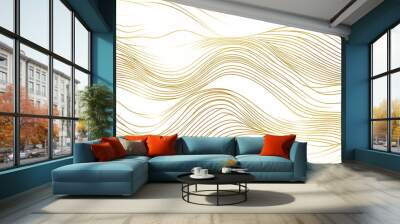 Abstract Gold Wavy Lines Pattern Wall mural