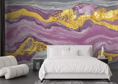 Abstract Purple and Gold Marble Texture Wall mural