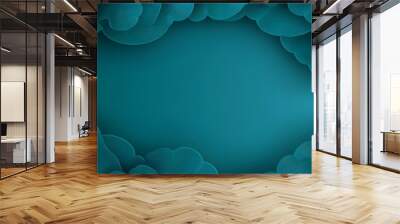 Abstract teal green wavy background with copy space Wall mural