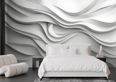 Abstract White Wavy Background Wall mural