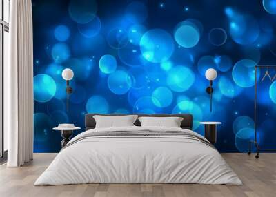 Blue Abstract Background with Glowing Circles Wall mural