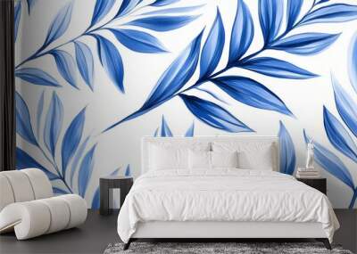 Blue Leaves Pattern Wall mural