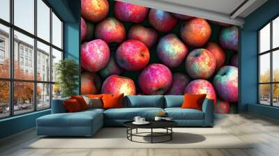 Closeup of a cluster of red and green apples Wall mural