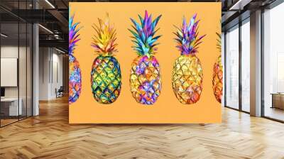 Colorful Pineapple Row Wall mural