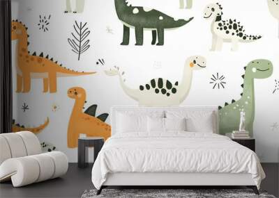 Cute Dinosaurs Seamless Pattern Wall mural