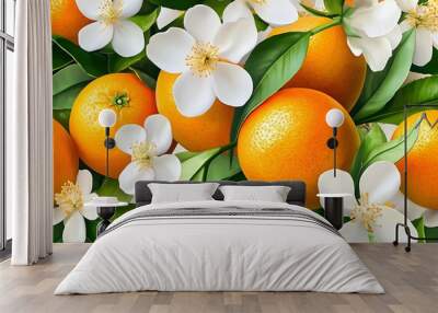 Fresh Oranges and Blossoms Wall mural