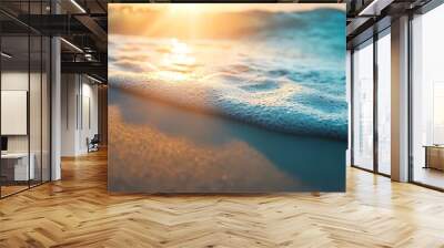 Ocean Wave Closeup at Sunset Wall mural