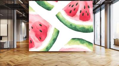 Watermelon Slices Watercolor Illustration Wall mural