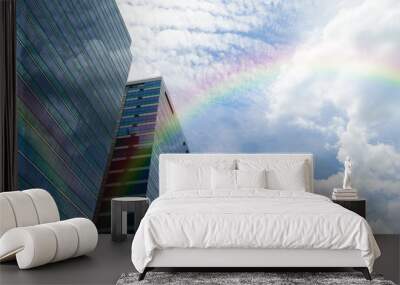 Glass building with rainbow Wall mural