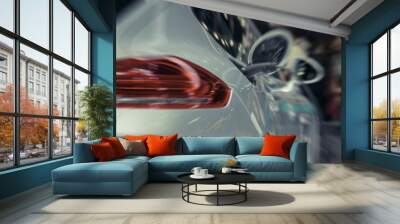 Zoom sports car electric fill charged in Car show event Wall mural