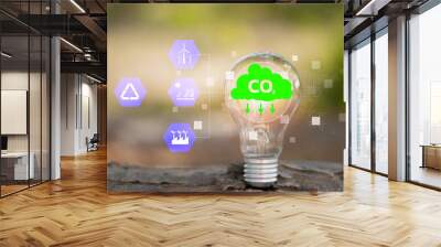 Carbon dioxide The concept of carbon dioxide reduction in the environment global warming sustainable development and green renewable energy business Wall mural