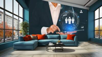 Global human resources network, human resources, business leadership philosophy, management and recruitment, social networks Wall mural