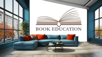 Open book logo vector illustration isolated on white background.  Wall mural