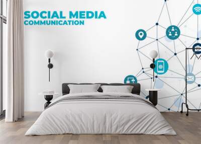 mobile communication, social media concept - vector illustration Wall mural