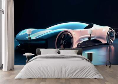 technology futuristic electric car  with black background 3d rendering. Concept of future. Wall mural