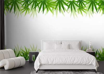 Frame formed with hemp (marijuana) leaves isolated on white. Wall mural