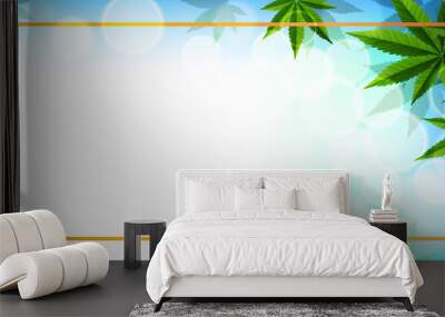 green cannabis leaf drug marijuana herb Background. Wall mural