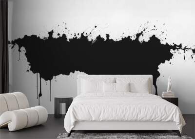 Grunge ink paint, black ink blot, abstract black water color on white background  Wall mural