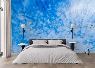 clouds and blue sunny sky,  white clouds over blue sky, Aerial view,  nature blue sky white cleat weather. Wall mural