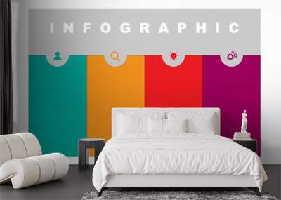 Infographic template with 4 steps, workflow, process chart Wall mural