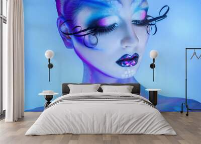 Close up portrait of sensual woman with healthy skin and creativ Wall mural