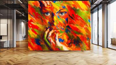 gorgeous woman in paint strokes Wall mural