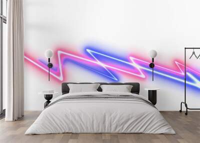 Abstract neon laser line zigzag retro style 80s Wall mural