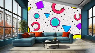 Retro style 90's design memphis vintage background. Geometrical shapes. Party concept. Wall mural