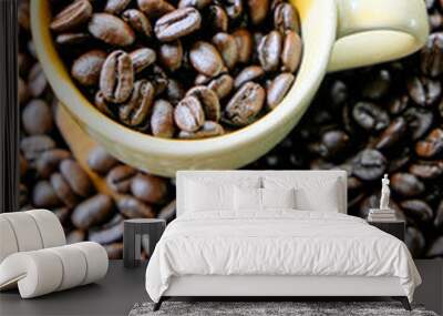 Cup of coffee with coffee beans Wall mural