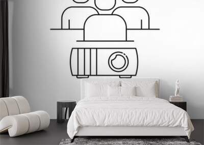 Set of vector icons with people and projector. Wall mural