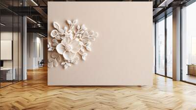 Elegant floral design featuring delicate lace embellishments on a neutral background for a sophisticated touch. Wall mural