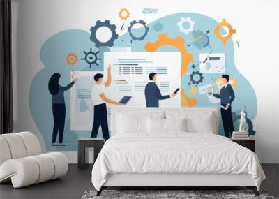 Business plan. Business concept growth. Teamwork.  illustration, Generative AI Wall mural