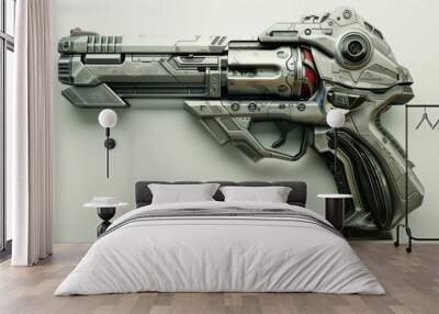 A futuristic weapon with a black and silver color scheme Wall mural