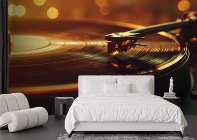 “Golden Era Sound: Vinyl Rotating on a Classic Turntable” Wall mural