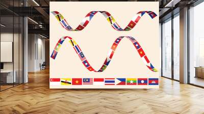  ribbons ASEAN flags Wall mural