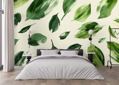 Leaf brushstroke shapes Wall mural