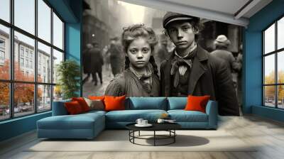 Old black and white street photographs from the Victorian era Wall mural