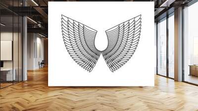 Angel Wings Isolated. White Feather wing of bird Wall mural