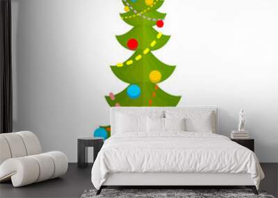 Big Christmas tree. huge spruce. Large fir. New Year Vector Illustration Wall mural