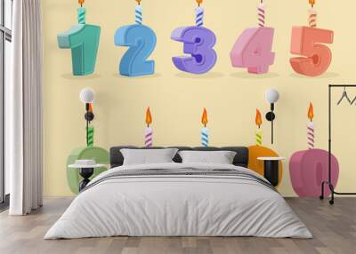 set birthday candles cartoon numbers. vector illustration Wall mural